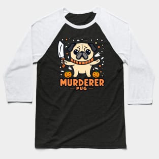 Funny Murderer Dog With Knife Halloween Baseball T-Shirt